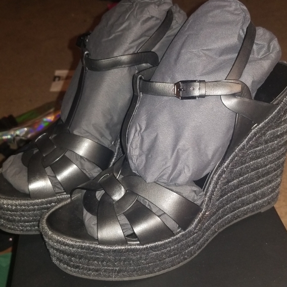Saint Laurent T-strap wedge espadrilles size 42 - Picture 1 of 5